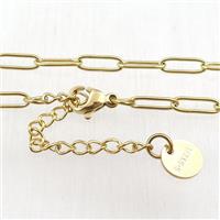 Stainless Steel necklace, gold plated, approx 3x10mm, 40-45cm length [FN21121]