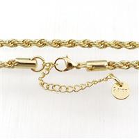 Stainless Steel necklace, gold plated, approx 4mm, 48-53cm length [FN21125]