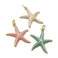 copper starfish pendant with enameled, gold plated, mixed, approx 20mm [FN21838]