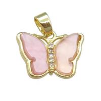 lt.pink Resin Butterfly Pendant, gold plated, approx 13-18mm [FN23250]