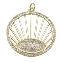 copper circle sun pendant paved zircon, gold plated, approx 28mm [FN24037]