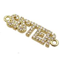 copper SISTER connector paved zircon, gold plated, approx 6.5-20mm [FN25643]