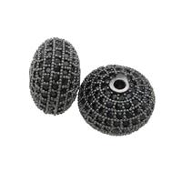 copper rondelle beads pave zircon, black plated, approx 7x12mm [FN28141-S]