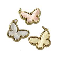 copper Butterfly pendant, gold plated, mixed, approx 14-18mm [FN28712]