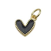 copper Heart pendant with black enamel, gold plated, approx 9mm [FN28863]