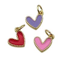 copper Heart pendant with enamel, gold plated, mixed, approx 9mm [FN28867]