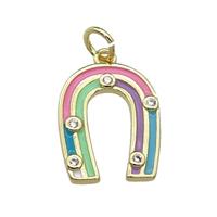 copper horseshoe charm pendant, enamel, gold plated, approx 13-16mm [FN29245]