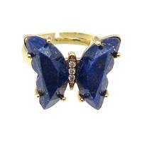 Blue Lapis Lazuli Ring Adjustable Gold Plated, approx 15-19mm, 18mm dia [FN31666]