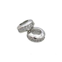 Copper Rondelle Spacer Beads Pave Zircon Platinum Plated, approx 8mm [FN33235-8MM]