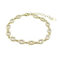 Copper Bracelets Pave Zircon Oval Gold Plated, approx 6-9mm, 17-22cm length [FN34432]