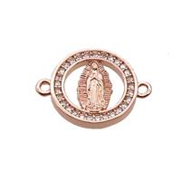 Copper Circle Connector Pave Zircon Virgin Mary Rose Gold, approx 14mm dia [FN34982]