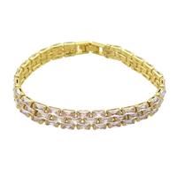 Copper Bracelet Pave Zircon Gold PLated, approx 8mm, 18cm length [FN35238]