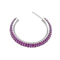 Copper Stud Earring Pave Hotpink Zircon Platinum Plated, approx 30mm [FN35976]