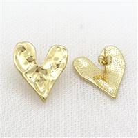 Copper Stud Earrings Heart Hammered Gold Plated, approx 22-28mm [FN37285]