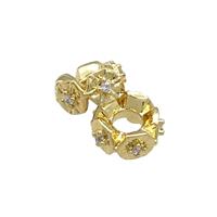 Copper Rondelle Beads Pave Zircon Gold Plated, approx 8mm [FN38838-8MM]