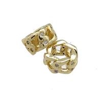 Copper Rondelle Beads Pave Zircon Large Hole Gold Plated, approx 8mm [FN38913-8MM]