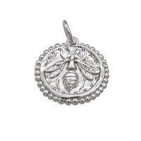Copper Honeybee Charms Pendant Hammered Platinum Plated, approx 14mm [FN39126]