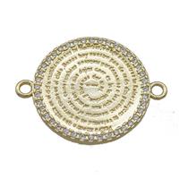Copper Circle Prayer Connector Pave Zircon Religious Gold Plated, approx 22mm [FN39164]
