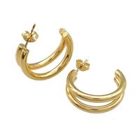 Copper Stud Earrings Gold Plated, approx 25mm [FN39316]