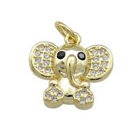 Copper Elephant Pendant Pave Zircon Gold Plated, approx 12-15mm [FN39404]