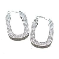 Copper Latchback Earrings Pave Zircon Platinum Plated, approx 20-30mm [FN39689]