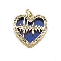 Copper Heart Pendant Pave Lapis Zircon Gold Plated, approx 18mm [FN39767]