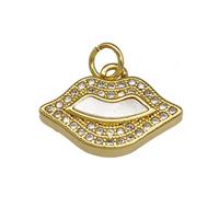 Copper Lips Pendant Pave Shell Zirconia 18K Gold Plated, approx 10-18mm [FN40034]