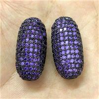 Copper Rice Beads Micro Pave Purple Zirconia Black Plated, approx 12-25mm [FN40714]