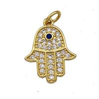 Copper Hamsahand Charms Pendant Micro Pave Zircon Gold Plated, approx 14-15mm [FN41376]