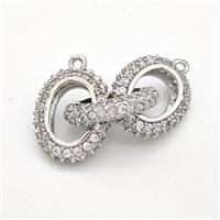 Copper Link Pendant Pave Zirconia Platinum Plated, approx 13-16mm, 30mm [FN41835]