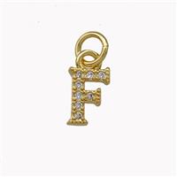 Copper Letter-F Pendant Pave Zirconia Gold Plated, approx 5-8mm [FN42365]