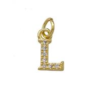 Copper Letter-L Pendant Pave Zirconia Gold Plated, approx 5-8mm [FN42371]