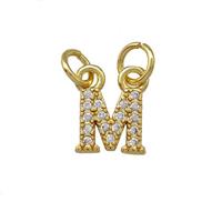 Copper Letter-M Pendant Pave Zirconia Gold Plated, approx 5-8mm [FN42372]