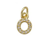 Copper Letter-O Pendant Pave Zirconia Gold Plated, approx 5-8mm [FN42374]