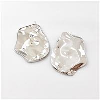 Copper Slice Stud Earrings Platinum Plated, approx 34-40mm [FN42563]