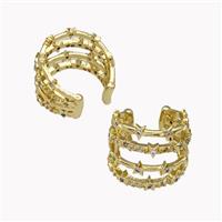 Copper Clip Earrings Pave Zirconia Gold Plated, approx 16mm, 18mm dia [FN42601]