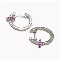 Copper Latchback Earrings Pave Zirconia Platinum Plated, approx 6mm, 16mm dia [FN42616]