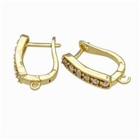 Copper Latchback Earrings Pave Zirconia Gold Plated, approx 4-16mm, 11-16mm [FN42661]