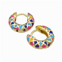 Copper Hoop Earring Multicolor Enamel Gold Plated, approx 5mm, 18.5mm dia [FN42893]