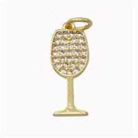 Wine Glass Charms Copper Goblet Pendant Micro Pave Zirconia Cup Gold Plated, approx 7-16.5mm [FN43161]