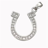 Copper Horseshoe Pendant Pave Zirconia Platinum Plated, approx 16-20mm [FN43176]