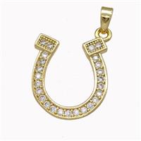 Copper Horseshoe Pendant Pave Zirconia Gold Plated, approx 16-20mm [FN43177]