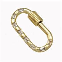 Copper Carabiner Clasp Micro Pave Zirconia Gold Plated, approx 11-22mm [FN43228]