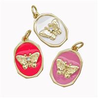 Copper Butterfly Pendant Enamel Gold Plated Mixed, approx 12-15mm [FN43290]