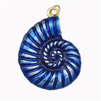Conch Shell Charms Copper Nautilus Pendant Blue Painted Gold Plated, approx 25-30mm [FN43319]