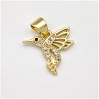 Copper HummingBirds Pendant Micro Pave Zirconia Gold Plated, approx 13-14mm [FN43512]