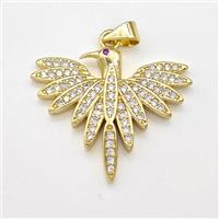 Copper Birds Pendant Micro Pave Zirconia Gold Plated, approx 22-26mm [FN43535]