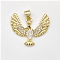 Copper Eagle Pendant Micro Pave Zirconia Bird Gold Plated, approx 20-24mm [FN43537]