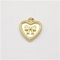 Copper Heart Pendant Bowknot Gold Plated, approx 9mm [FN43766]