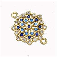 Copper Flower Connector Micropave Zirconia Gold Plated, approx 15mm [FN45473]
